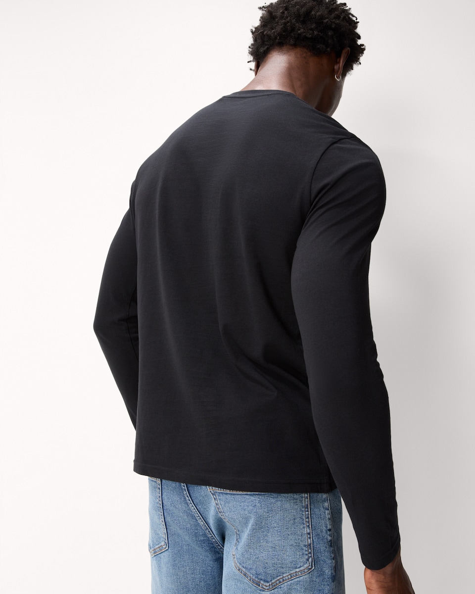 image 1 of F&F Pure Cotton Long Sleeved Top in Black