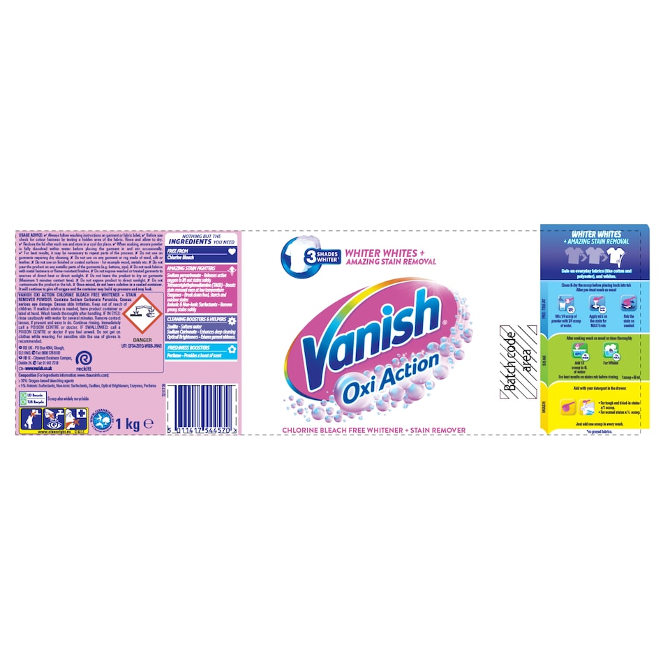 image 1 of Vanish Whitener & Stain Remover For Whites 1kg