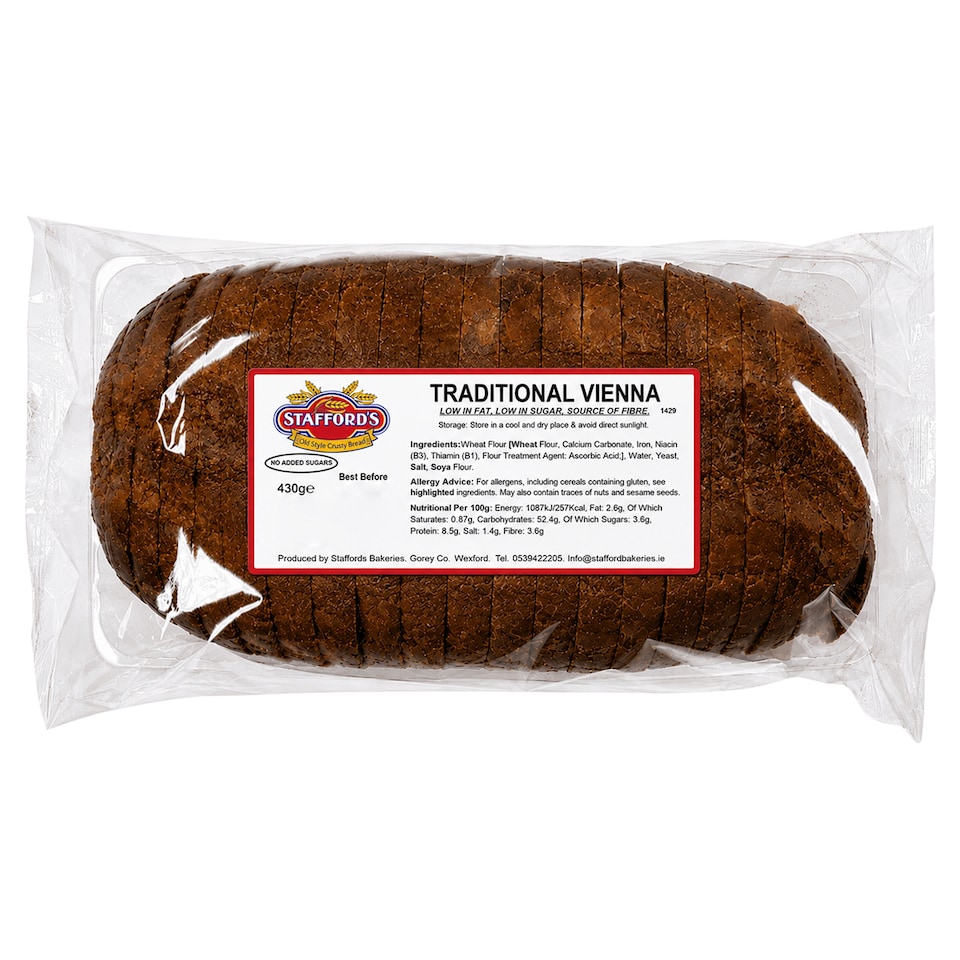 Staffords Bakery Sliced Vienna 430G
