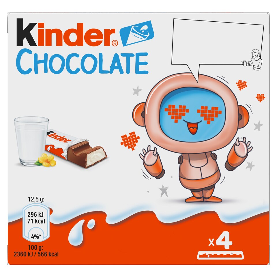 obrázok 1 z Kinder Chocolate tyčinky z mliečnej čokolády s mliečnou náplňou 4 ks 50 g
