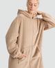 image 1 of F&F Fleece Hooded Zip Up Dressing Gown in Camel