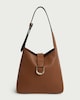 image 1 of SACHA Textured Shoulder Bag with Gold Buckle in Brown