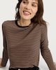 image 1 of F&F Cotton Rich Stripe Print Long Sleeved Top in Multi Black