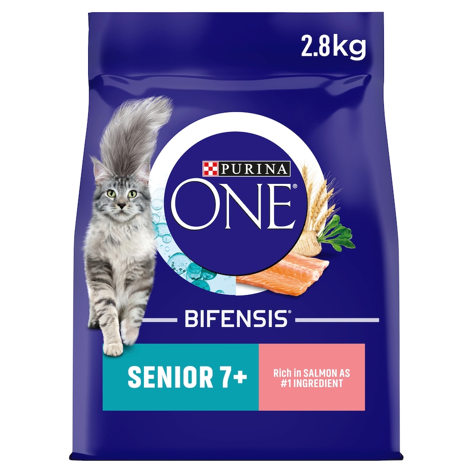 image 1 of Purina One 7+ Dry Cat Food With Salmon 2.8Kg