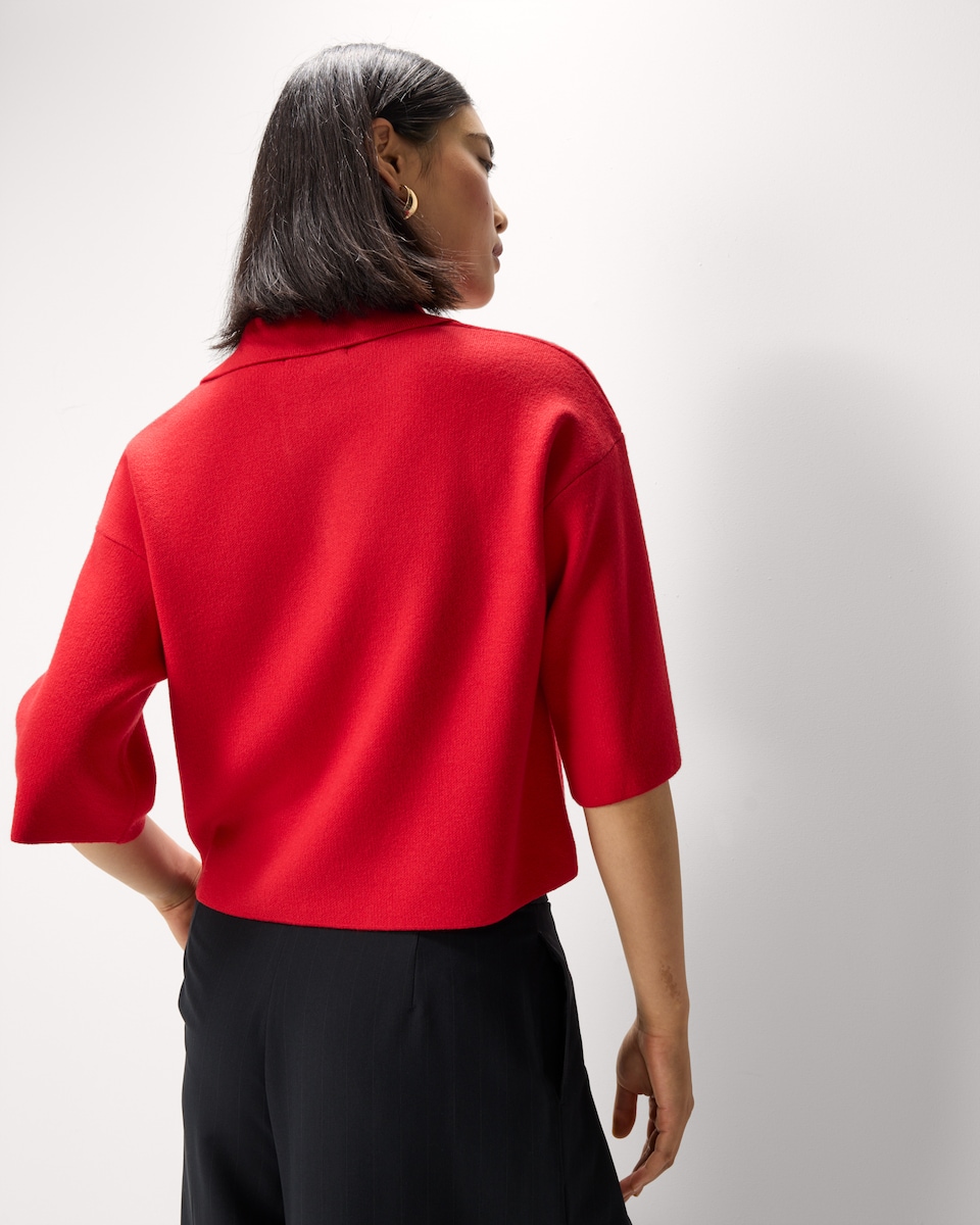 image 1 of F&F Knitted Collared Jumper in Red