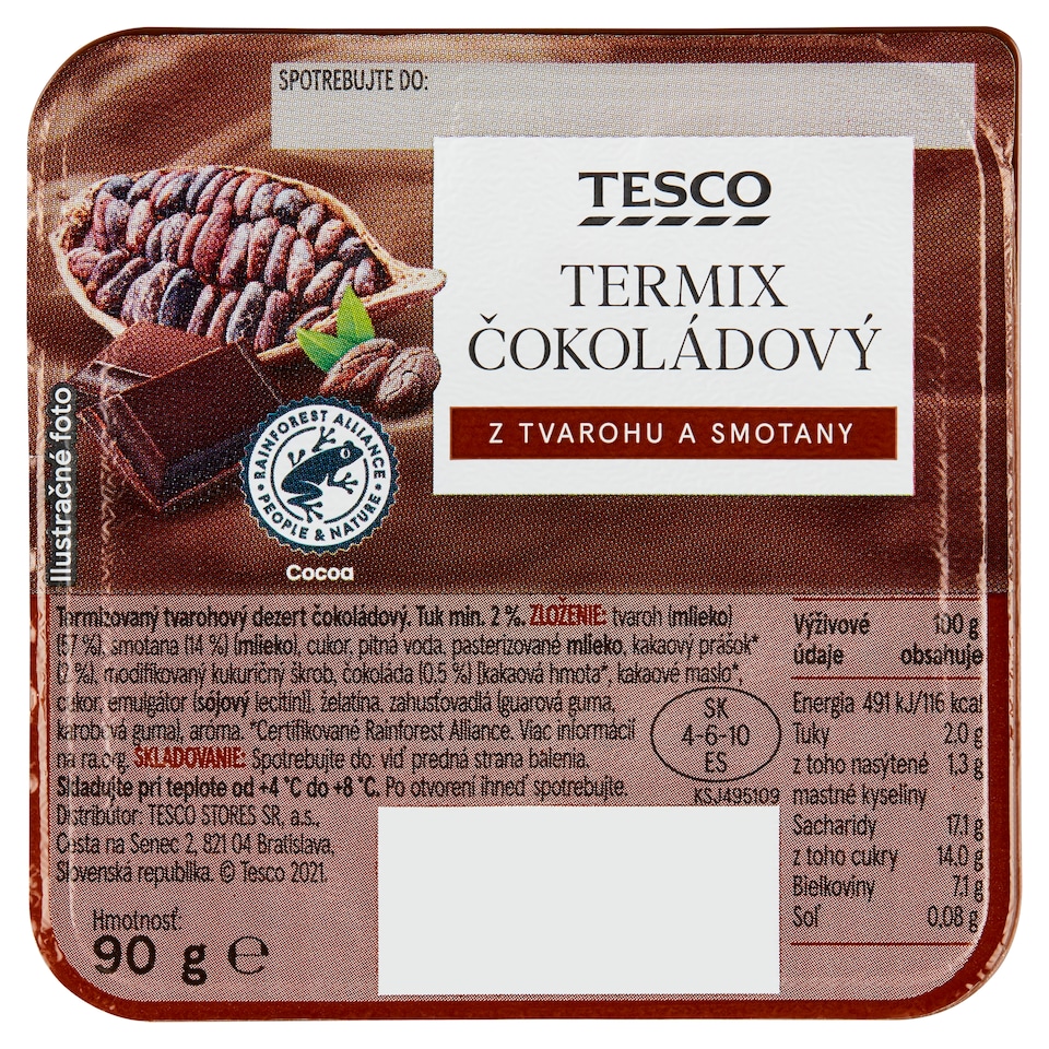 Tesco Termix čokoládový z tvarohu a smotany 90 g 
