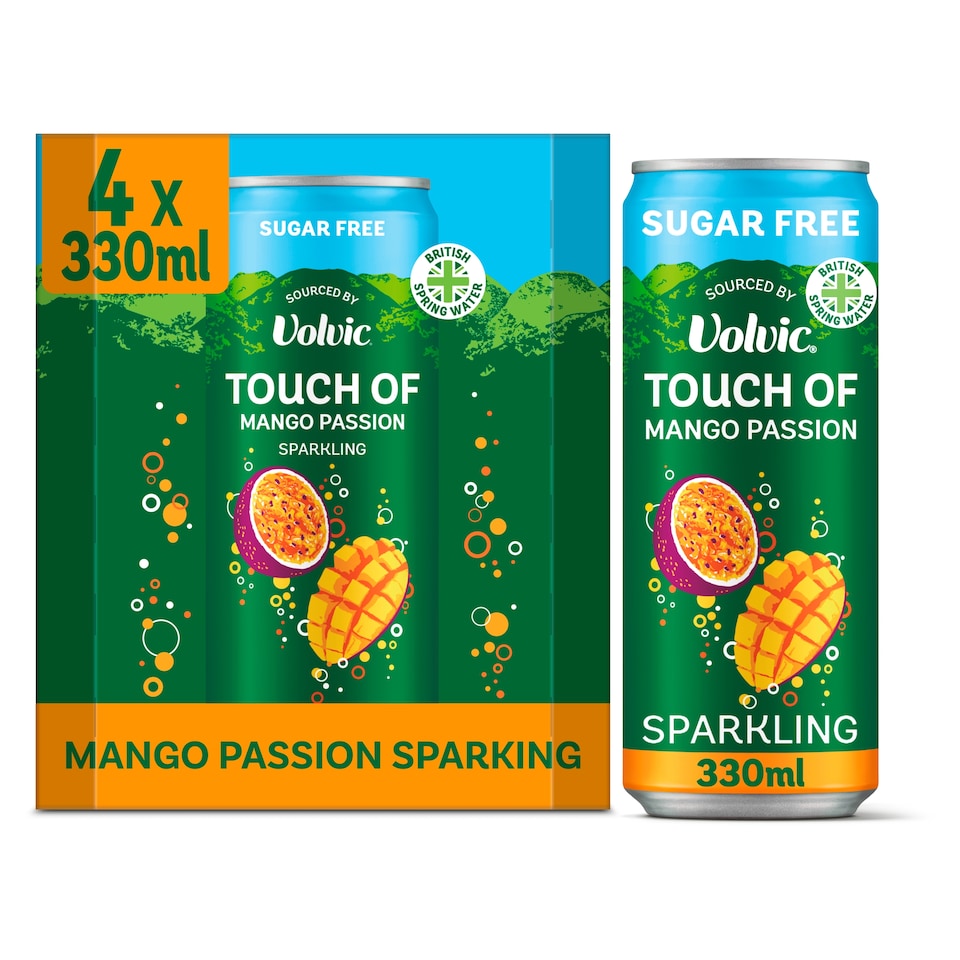 image 1 of Touch of Mango Passion Sparkling Sugar Free Flavoured Water Multipack 4x330ml