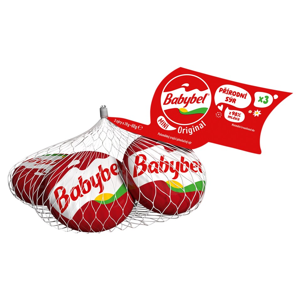 Babybel Mini Original poloměkký zrající plnotučný sýr 3 x 20g (60g)