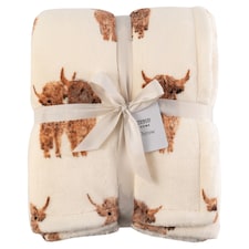 Tesco Highland Cow Sherpa Throw