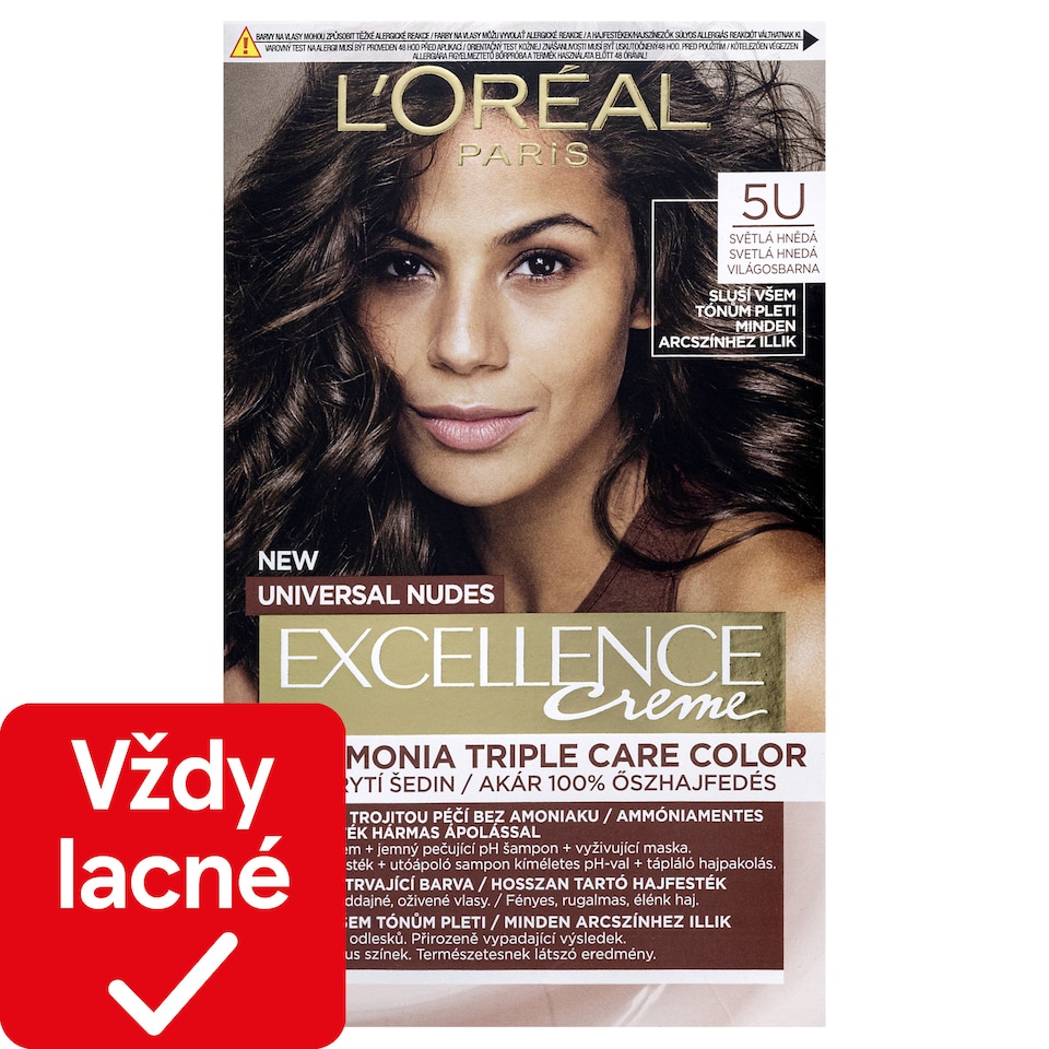 L'Oréal Paris Excellence Creme Universal Nudes permanentná farba na vlasy 5 U Svetlá hnedá