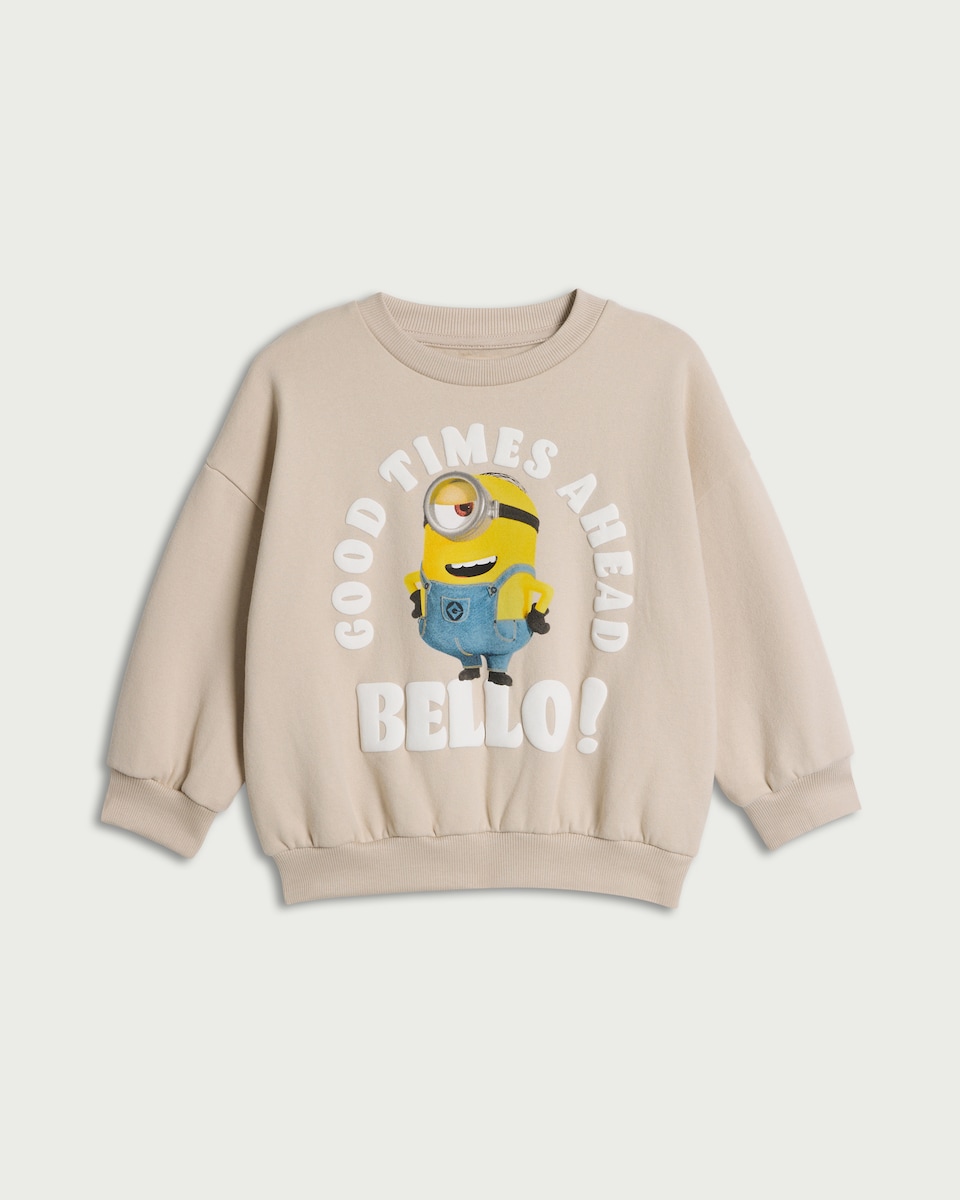 image 1 of Minions Cotton Rich Sweatshirt in Stone