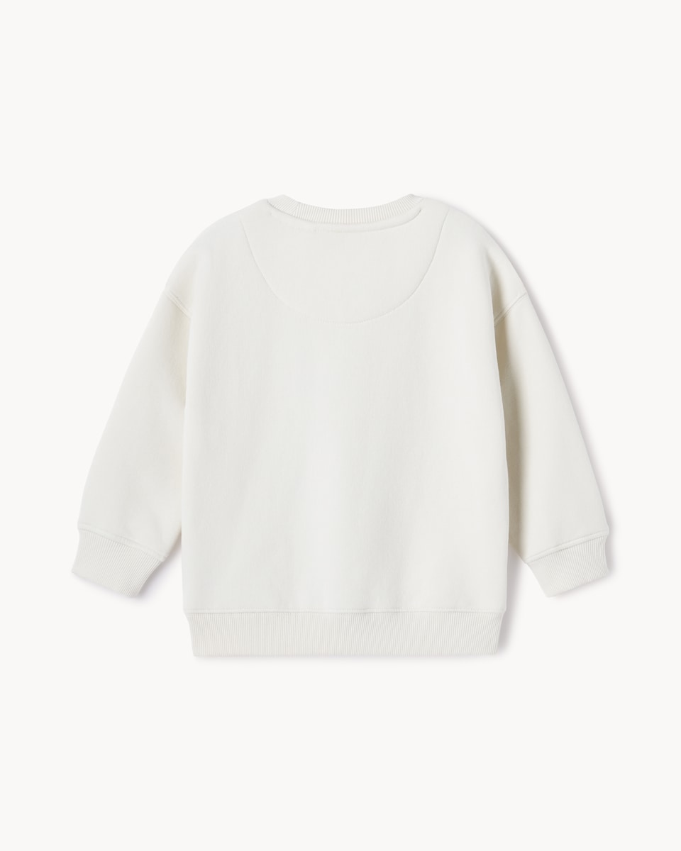 image 1 of F&F Girls Cotton Rich Boo Crew Sweatshirt and Leggings Set in Cream