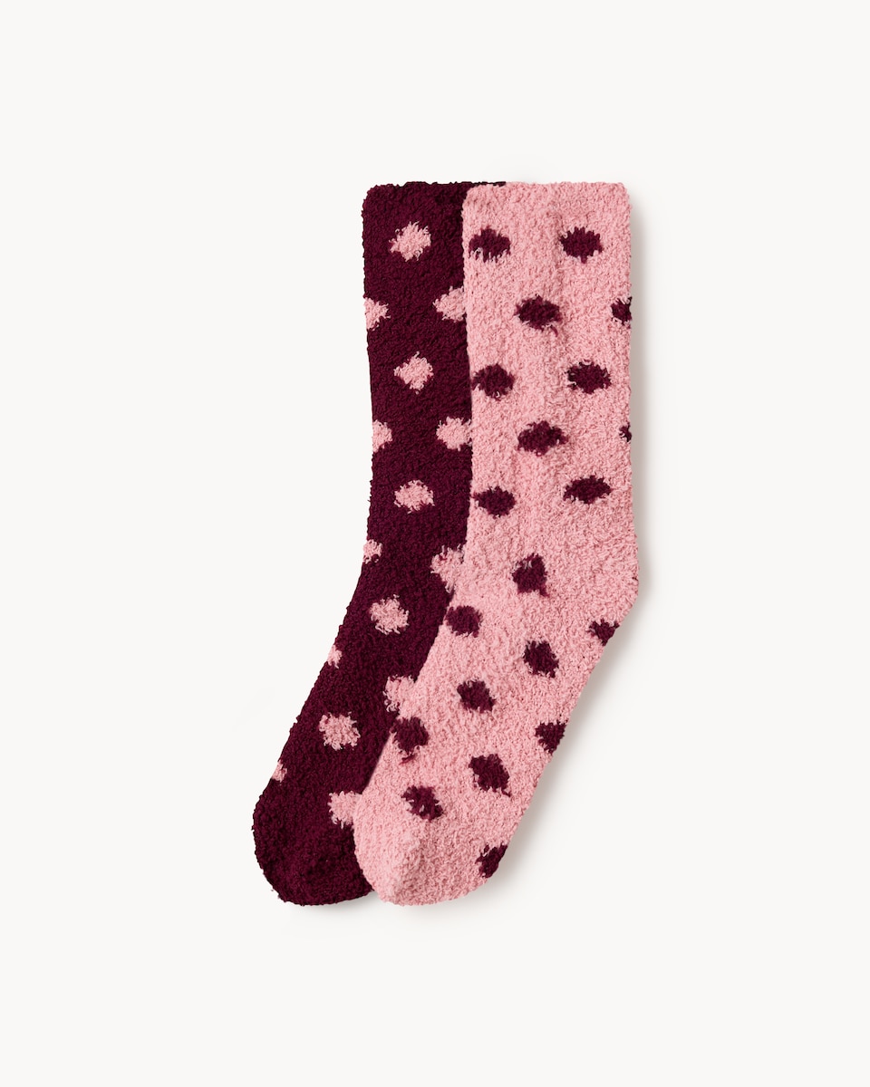 F&F 2-Pack Polka Dot Cosy Socks in Purple