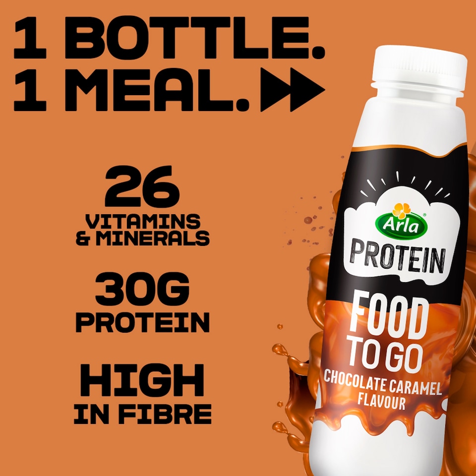 image 1 of Arla Protein Food To Go Chocolate Caramel Flavoured Meal Replacement Shake 500ml