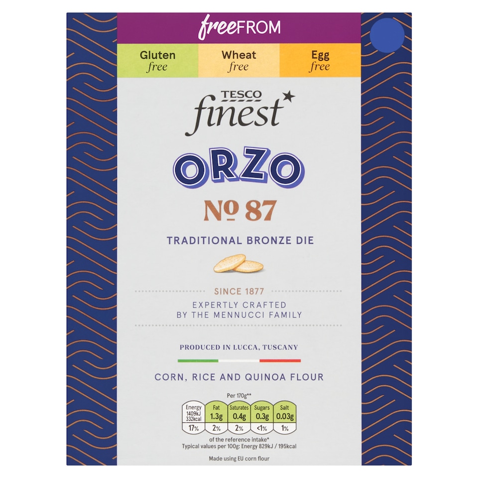 Tesco Finest Orzo Gluten Free Dried Pasta 500g