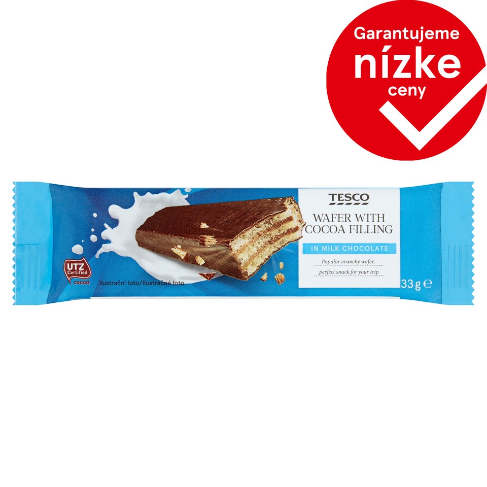 Tesco Wafer with Cocoa Filling in Milk Chocolate 33 g