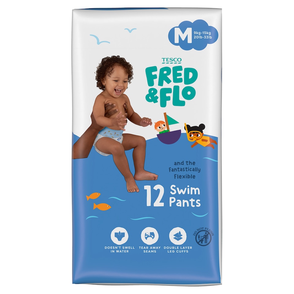 Fred & Flo Easy Fit Swim Pants Medium 12 Pack