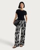 image 1 of F&F Abstract Print Wide Leg Trousers in Multi Black