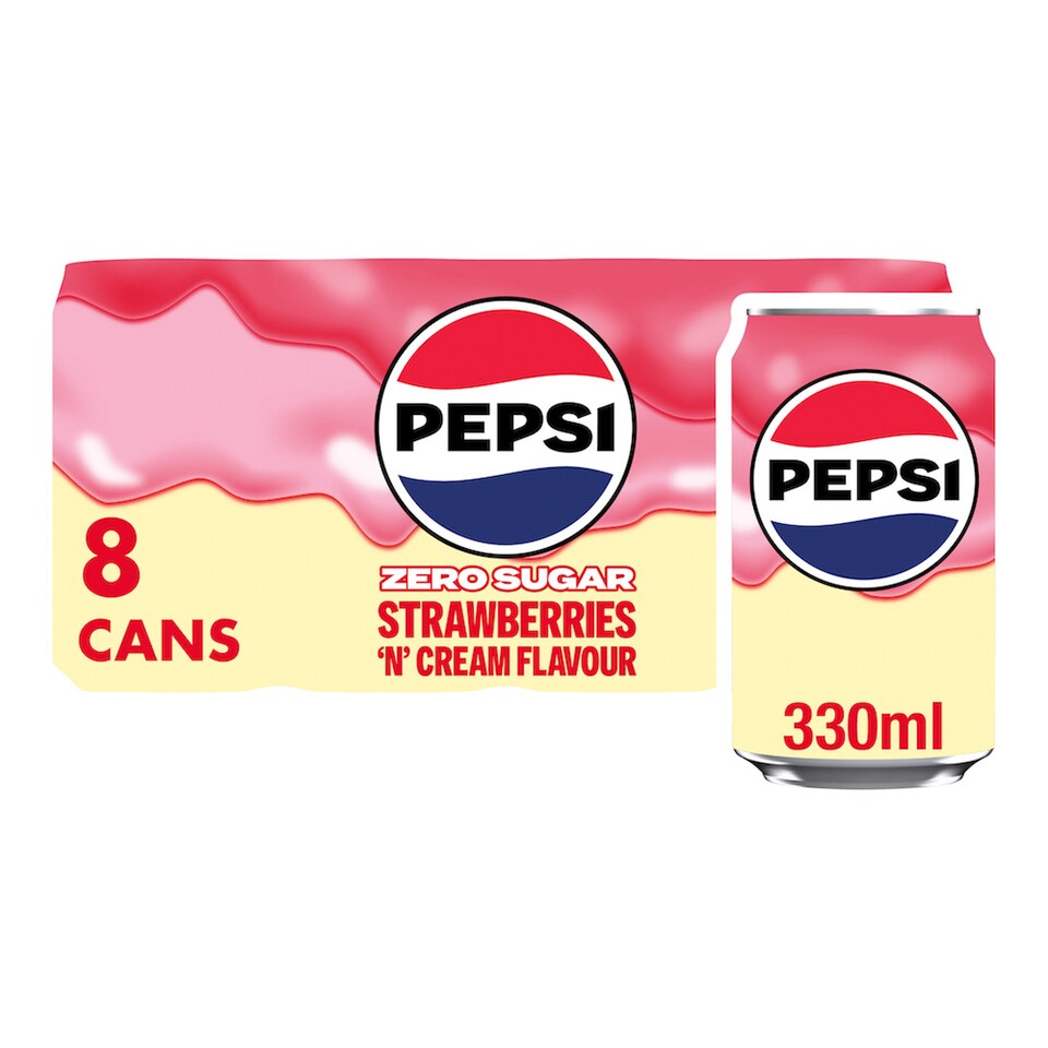Pepsi Strawberries 'n' Cream Soft Drink Cans 8x330ml