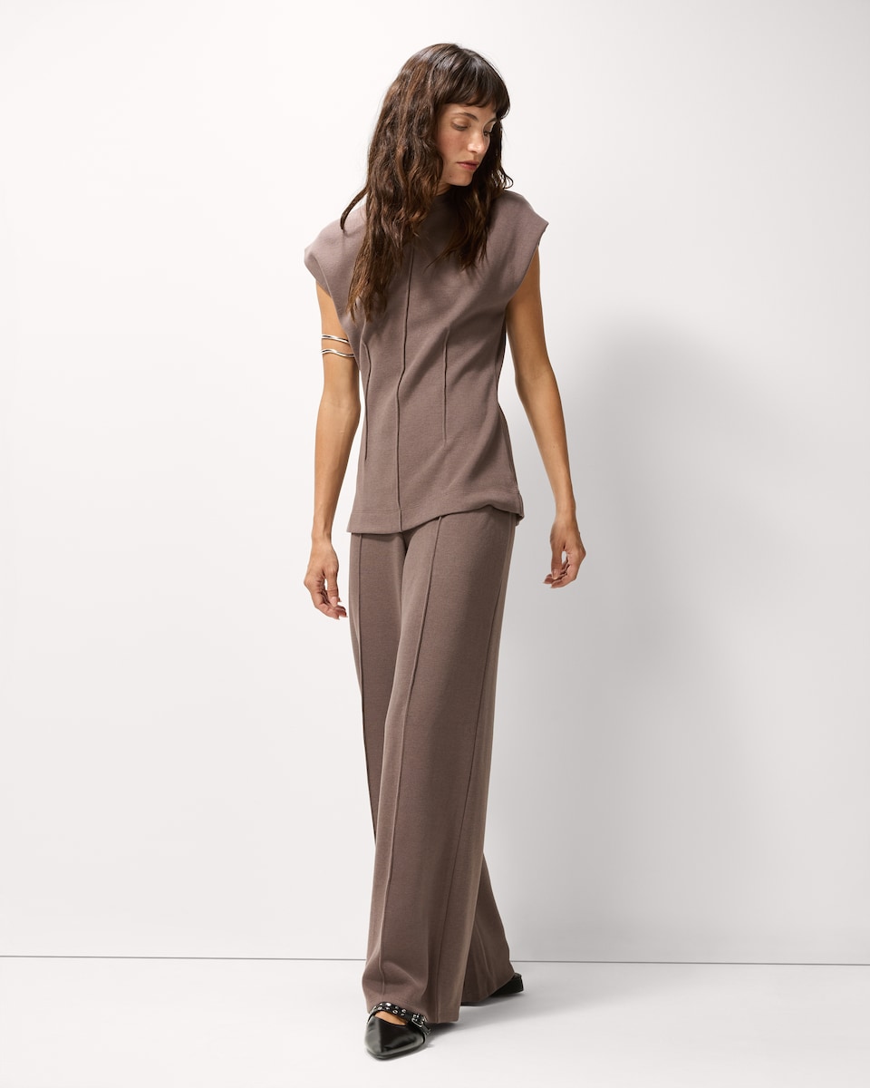 image 1 of F&F Brushed Seam Co-ord Top in Brown