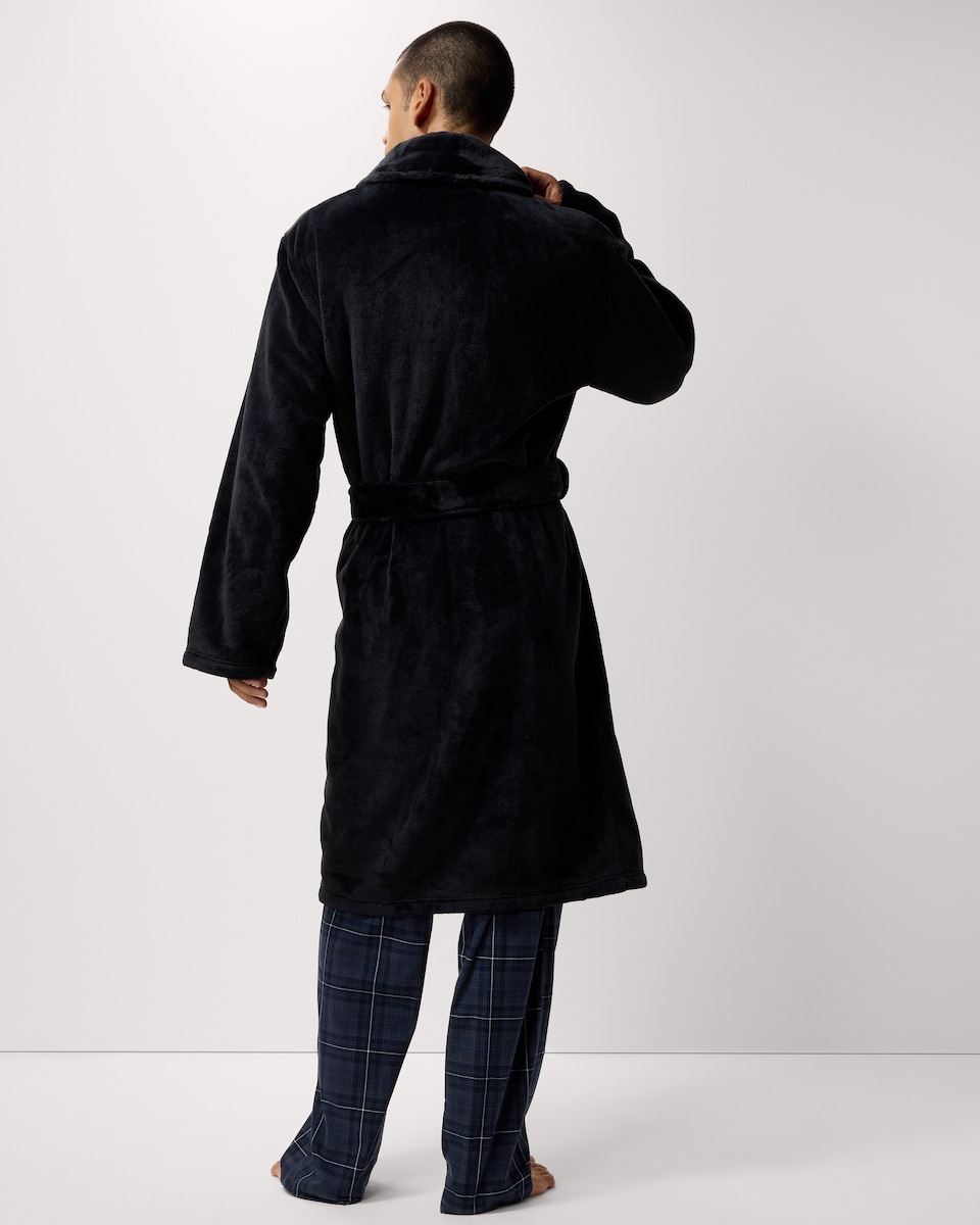 image 1 of F&F Fleece Dressing Gown in Black