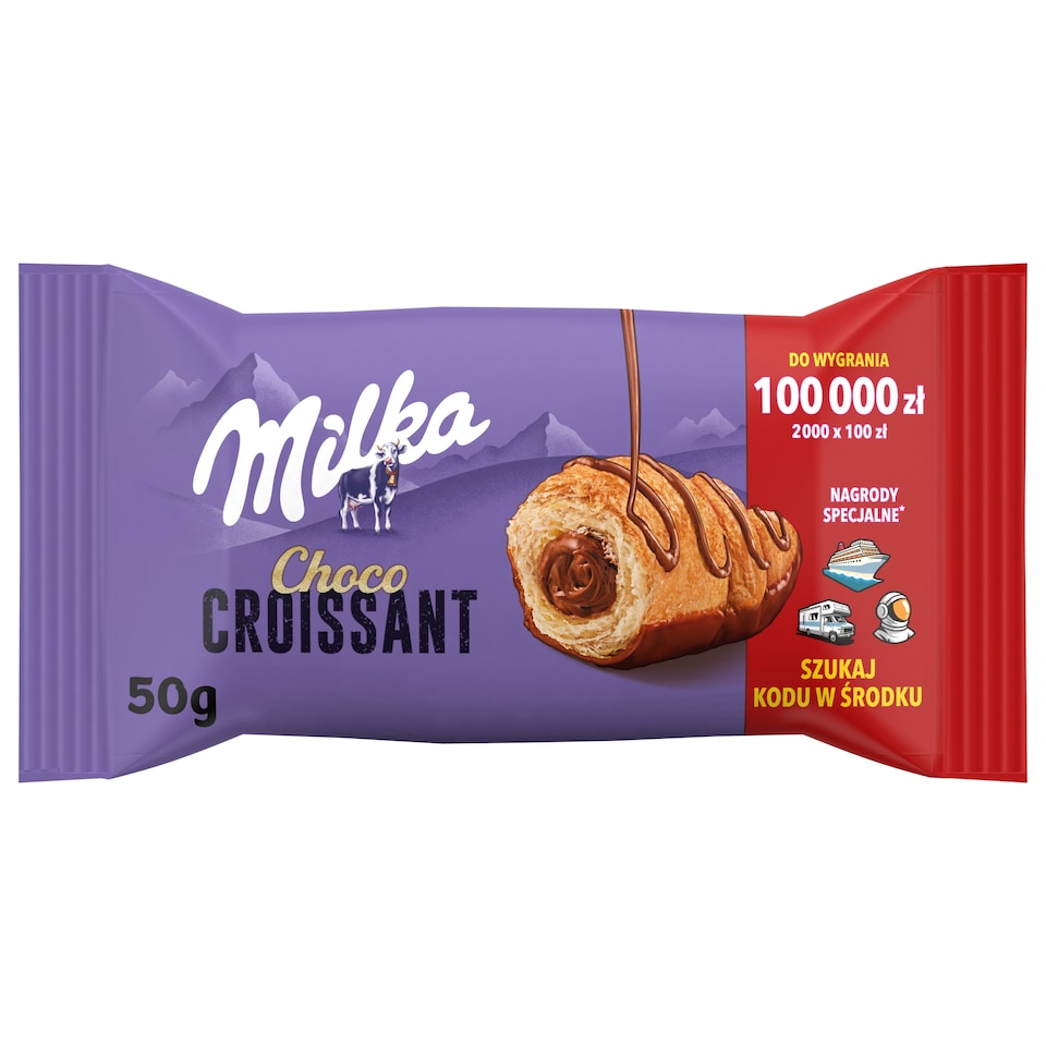 Milka Choco croissant alpesi tej felhasználásával készült tejcsokoládés töltelékkel 50 g