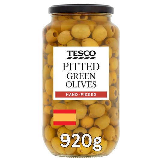 Tesco Pitted Green Olives 920G Tesco Groceries