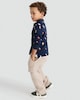 image 3 of F&F Boys Pure Cotton Christmas Print Zip Neck Polo Top in Navy