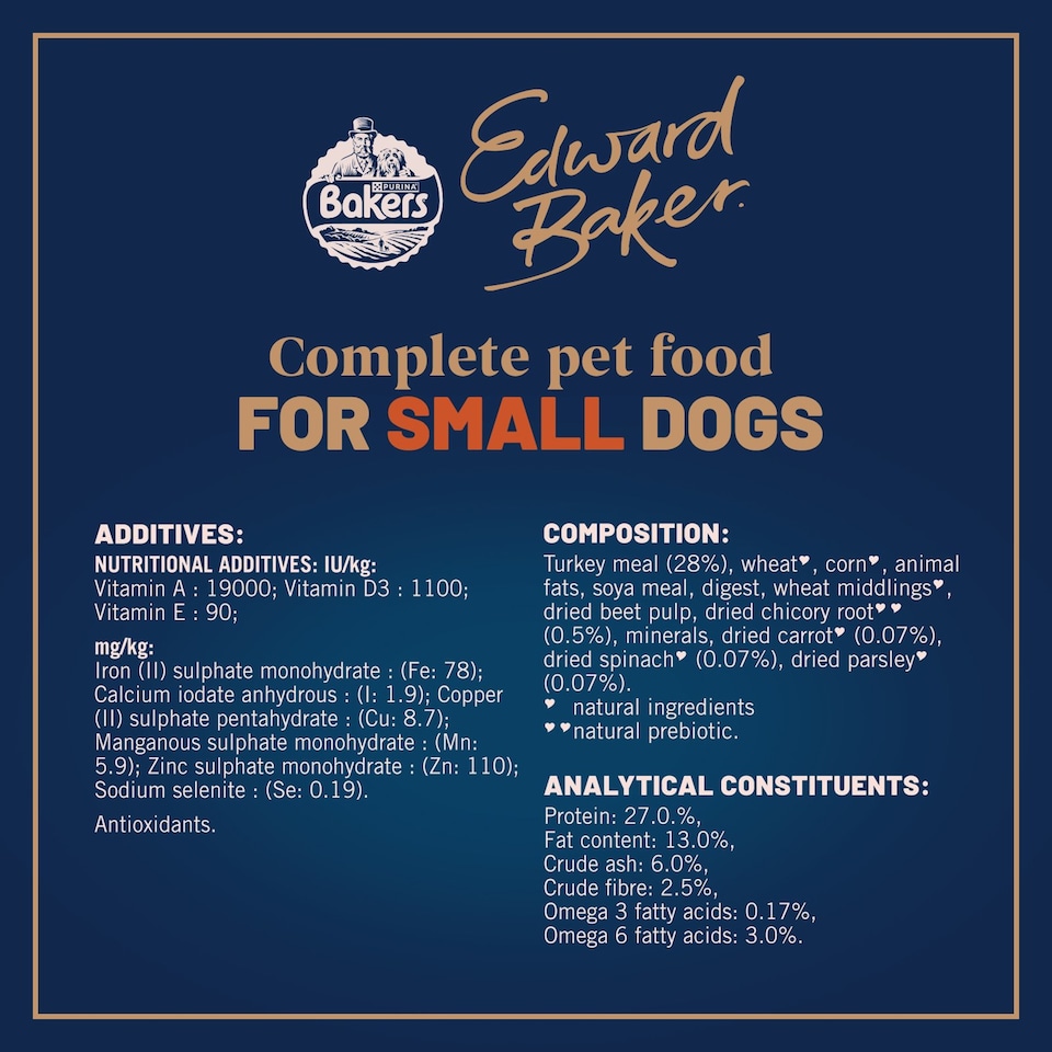 image 1 of BAKERS Edward Baker Small Dog Turkey Dry Dog Food 2kg