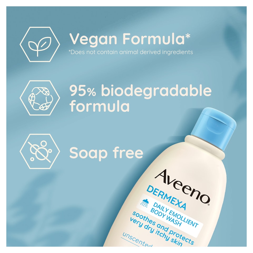 image 1 of Aveeno Dermexa Daily Emollient Body Wash Soothes & Protects Dry Skin 300ml