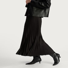 F&F Satin Look Pleated Midi Skirt in Black