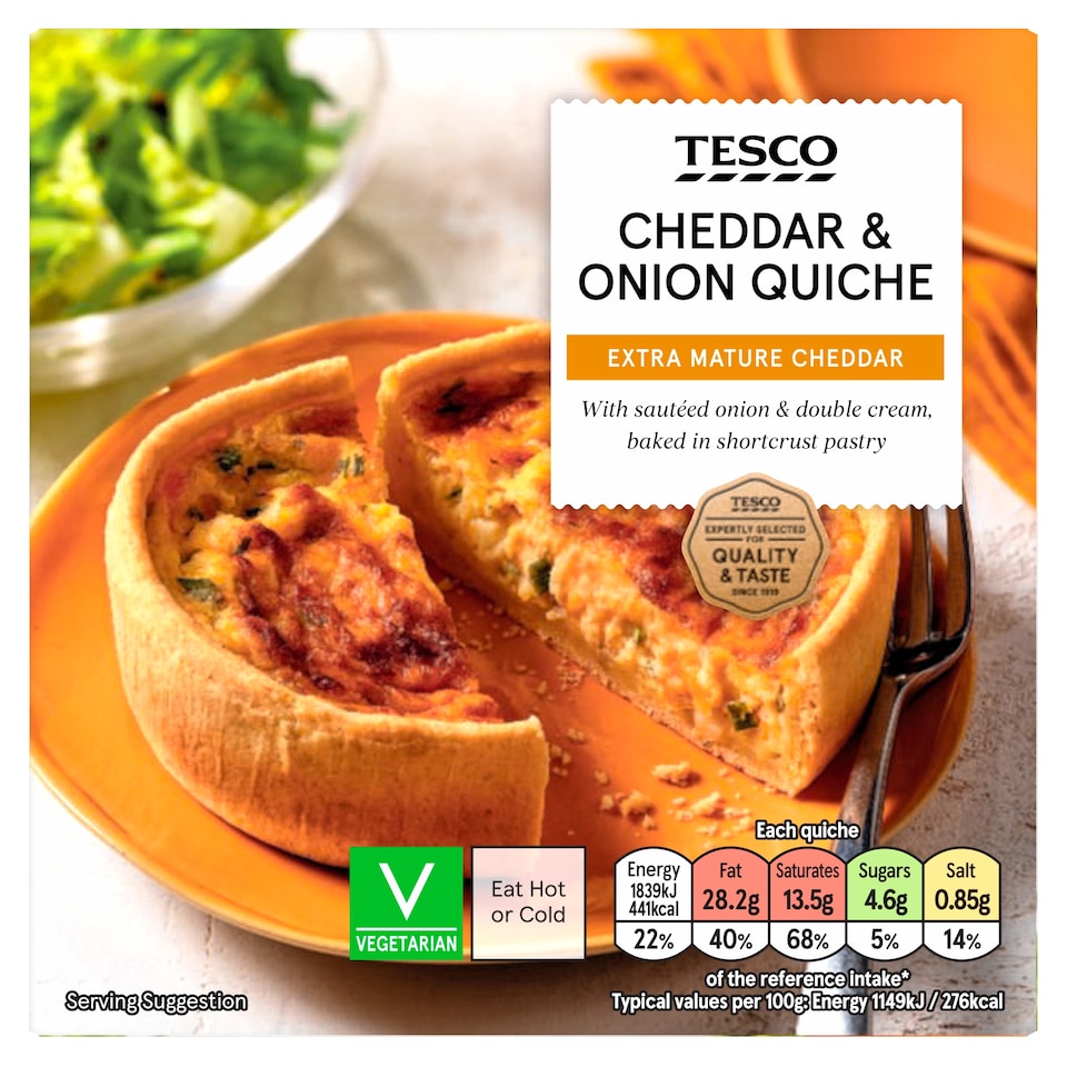 Tesco Cheddar & Onion Quiche 160G