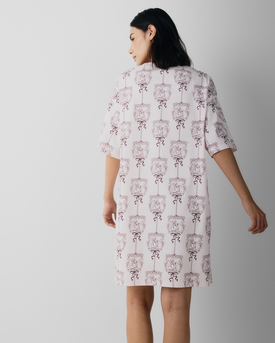 image 1 of Disney Lady and the Tramp Pure Cotton Pyjama Nightdress in Multi Pink