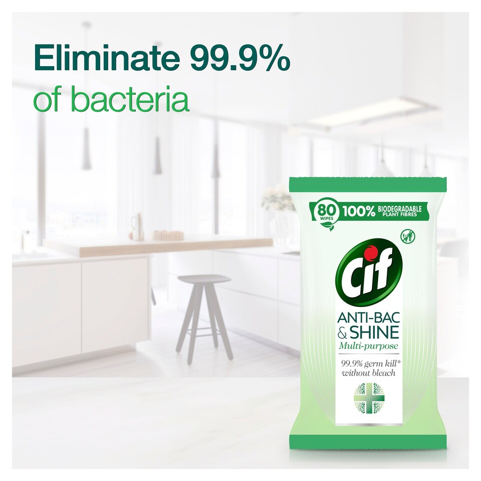 image 1 of Cif Anti-Bacterial And Shine Multi Purpose Cleaning Wipes 80S