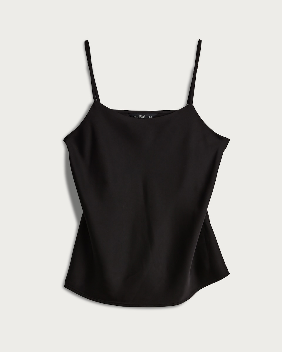 F&F Satin Strappy Cami Top in Black
