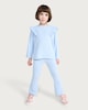image 2 of F&F Girls 2-Piece Textured Ruffle Top and Flared Leggings Set in Blue