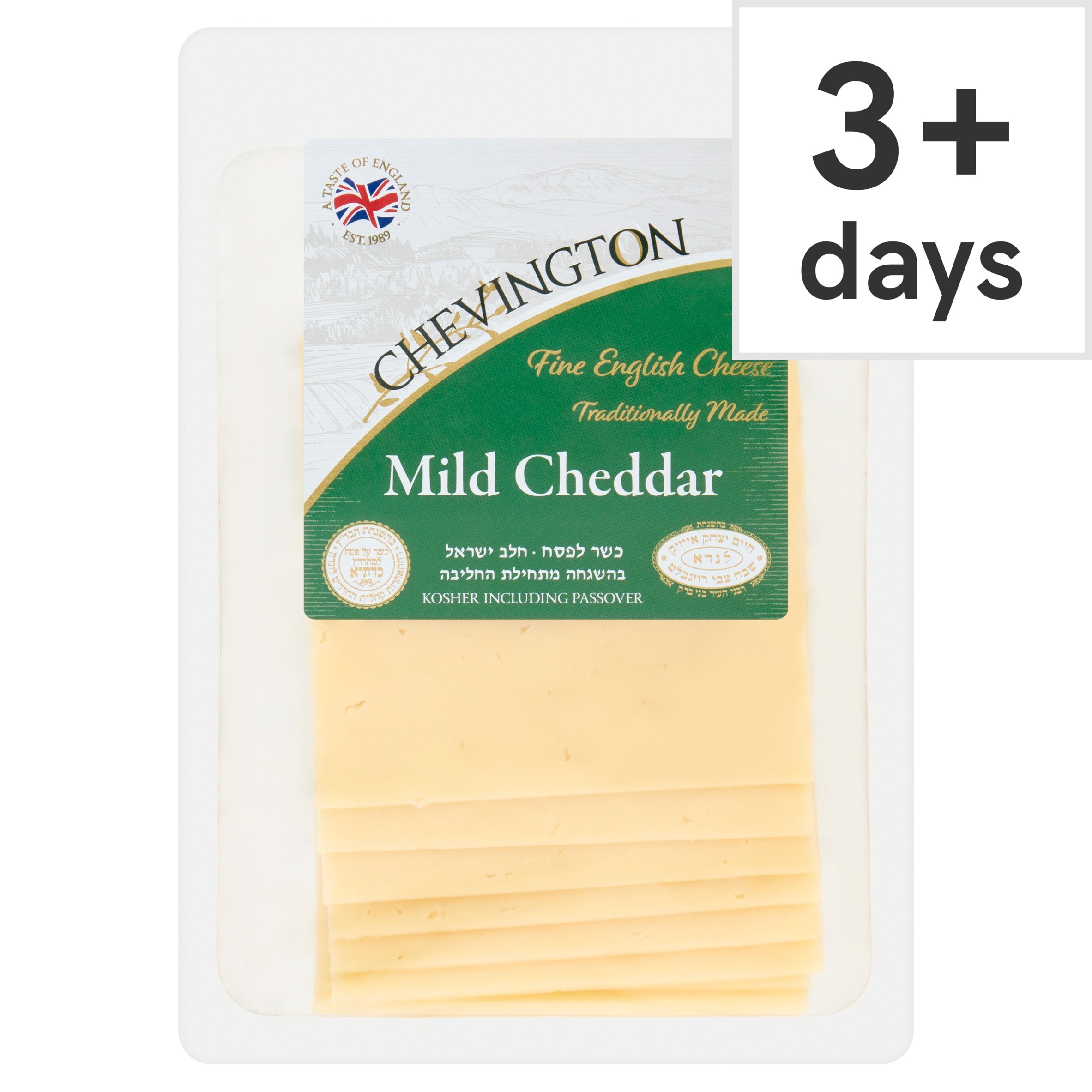 Chevington Kosher Sliced Mild White Cheddar Cheese 9 Slices 180g