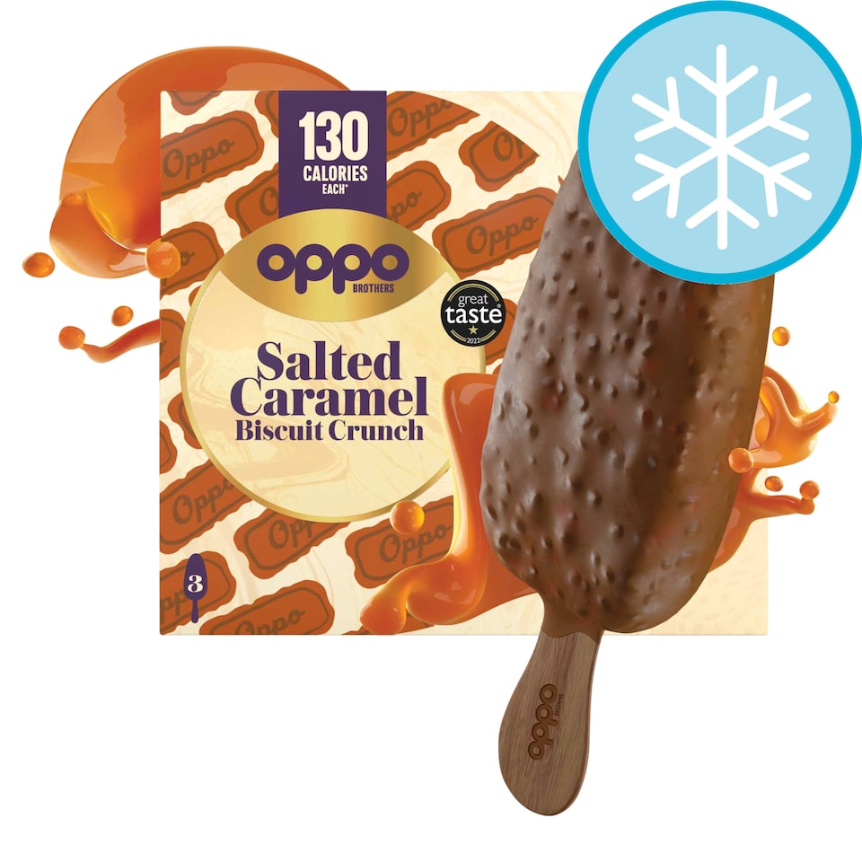 Oppo Salted Caramel Biscuit Crunch Ice Cream Sticks 3 X 80Ml