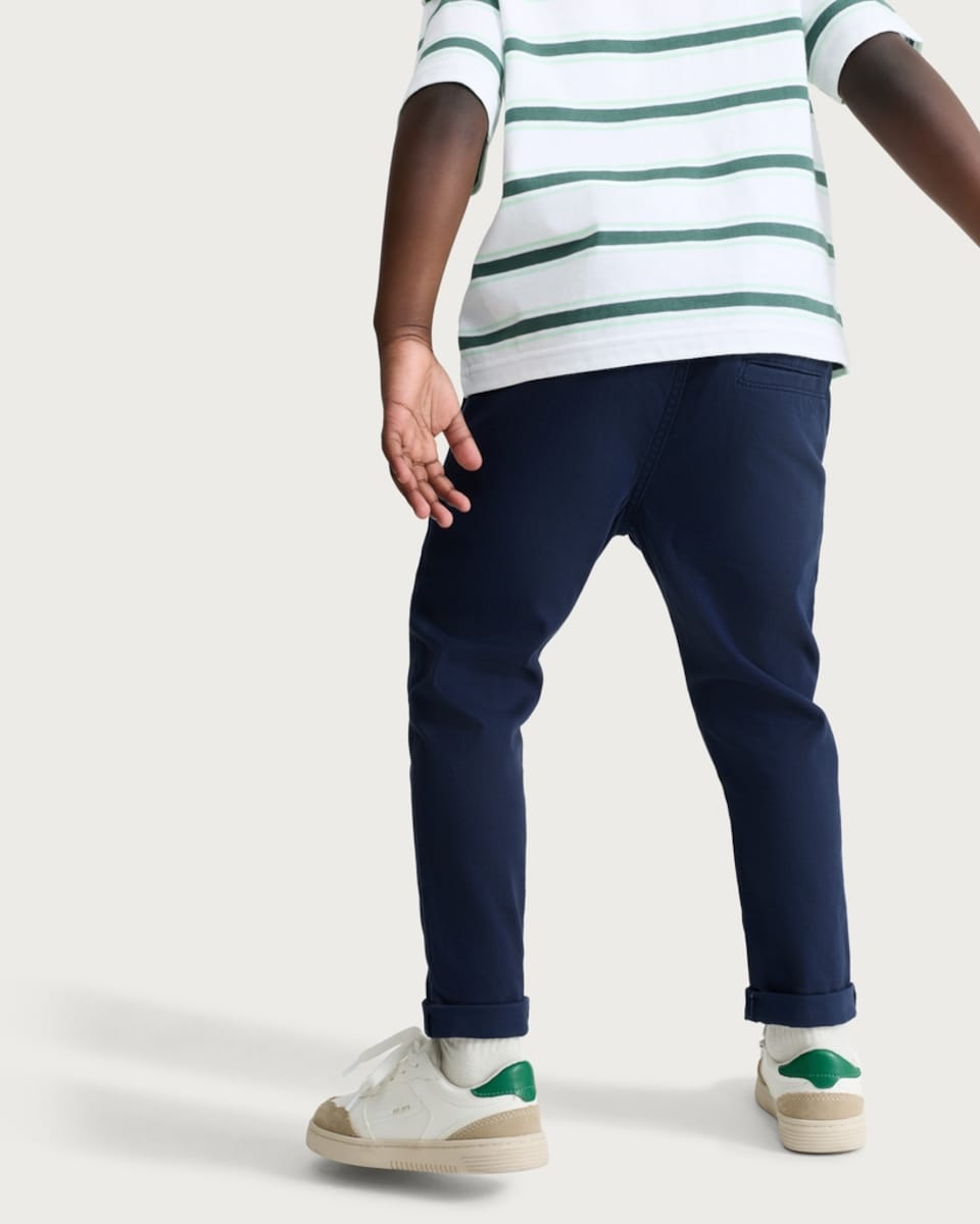 image 1 of F&F Boys Cotton Rich Chino Trousers in Navy