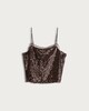 image 4 of F&F Organza Trim Sequin Embellished Co-ord Camisole in Brown
