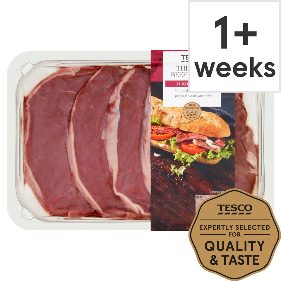Tesco Thin Cut Beef Steaks 395G