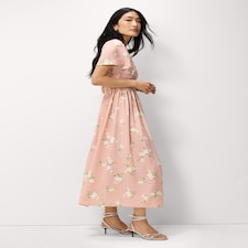 F&F Floral Short Sleeved Midi Dress in Pink