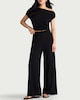 image 2 of F&F Textured Wide Leg Co-ord Trousers in Black