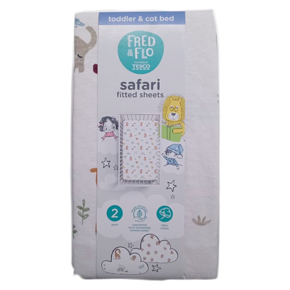 Fred & Flo Safari Cotbed Fitted Sheets 2 Pack