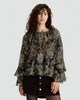 image 2 of F&F Paisley Print Ruffle Blouse in Multi Black White
