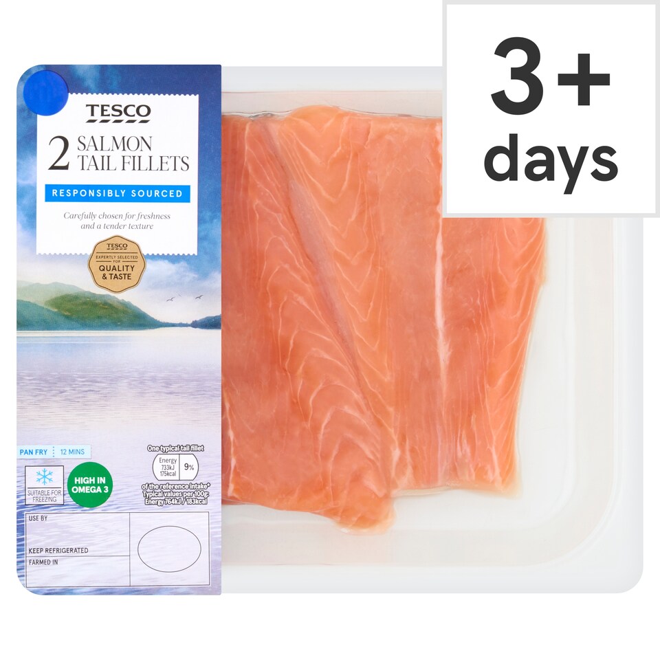 Tesco 2 Salmon Tail Fillets 220g
