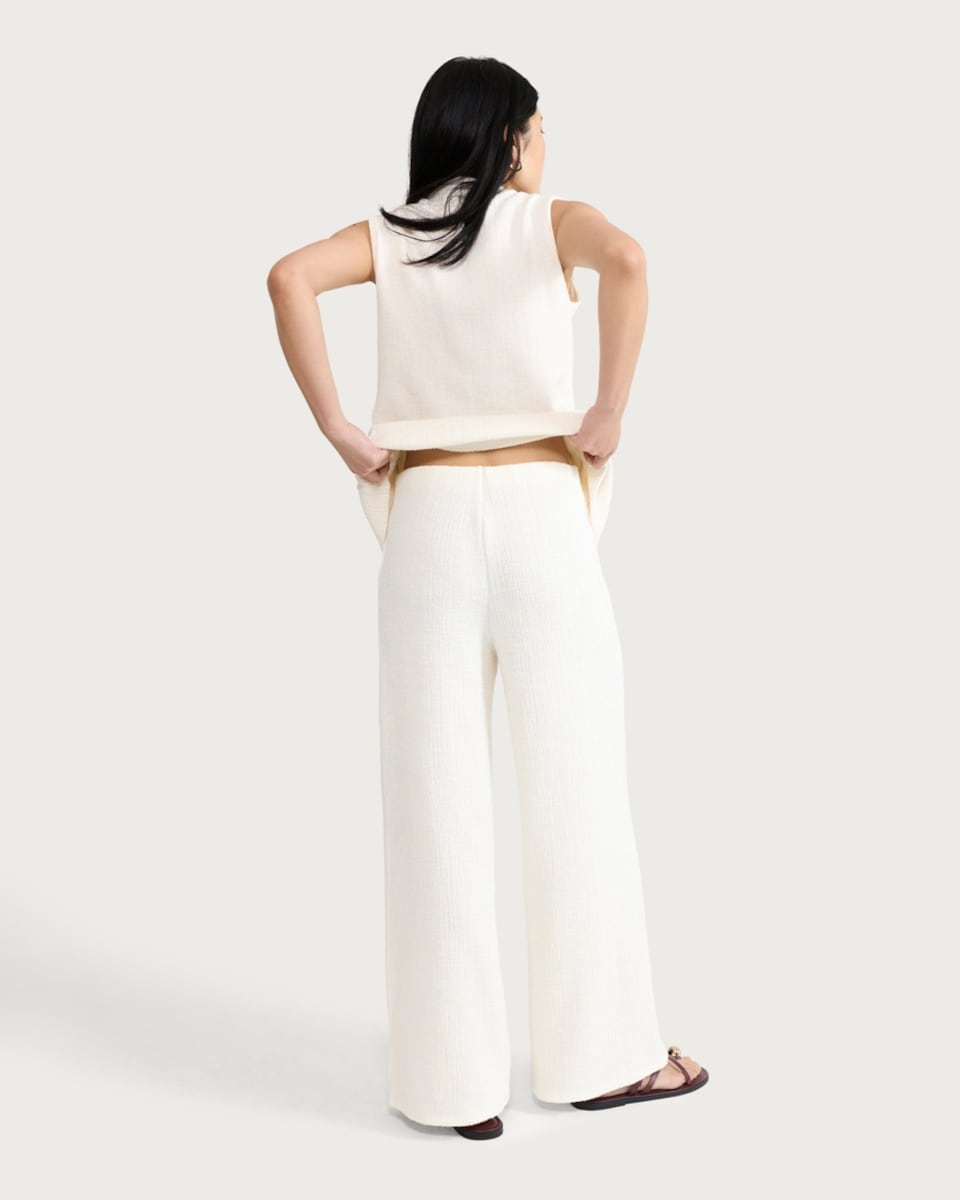 image 1 of The F&F Edit Textured Wide Leg Co-ord Trousers in Cream