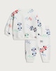 image 2 of F&F Baby 2-Piece Cotton Rich Racing Car Print Sweatshirt and Joggers Set in White