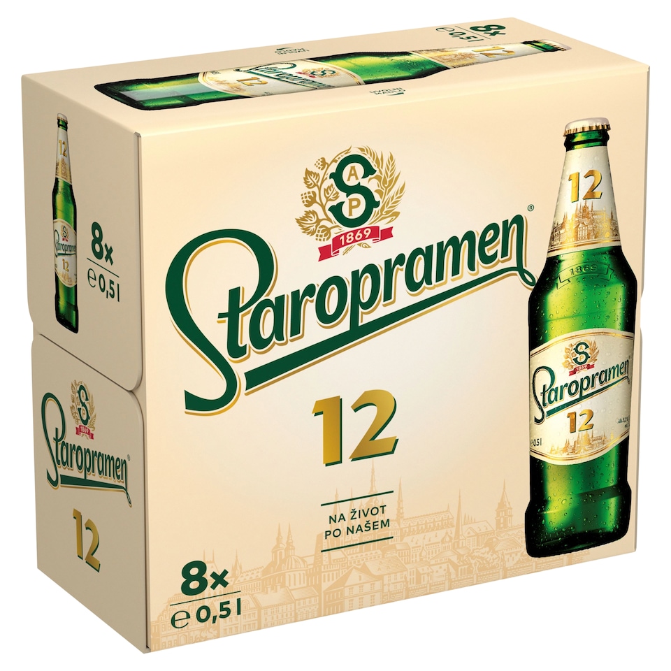 image 1 of Staropramen 12 Light Lager Beer 8 x 0.5L