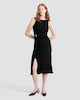 image 1 of F&F Crinkle Textured Gold Buckle Sleeveless Dress in Black